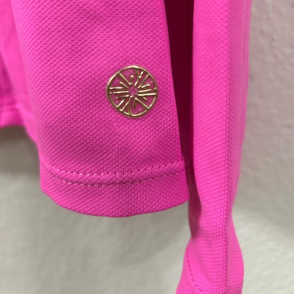 Lilly Pulitzer Martina Luxletic Ruffle Long Sleeve Polo Plumeria Pink L - Picture 9 of 14